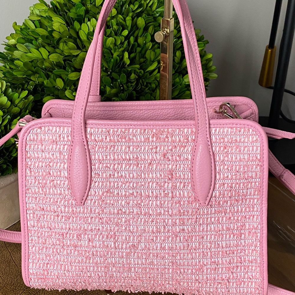 Kate Spade Pink Rowe Summer Tweed Medium Top Zip Satchel - Picture 6 of 17